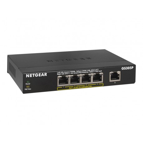 NETGEAR GS305P 5-Port PoE Gigabit Ethernet Unmanaged Switch Fanless Metal Cost-effective Low-power consumption